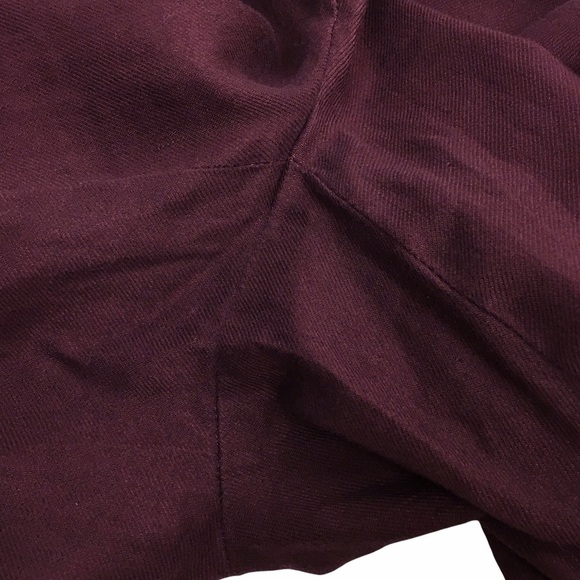 LOFT Linen Pants Marisa Ankle Trousers Burgundy Minimalist Dark Academia Size 2 - Picture 8 of 10